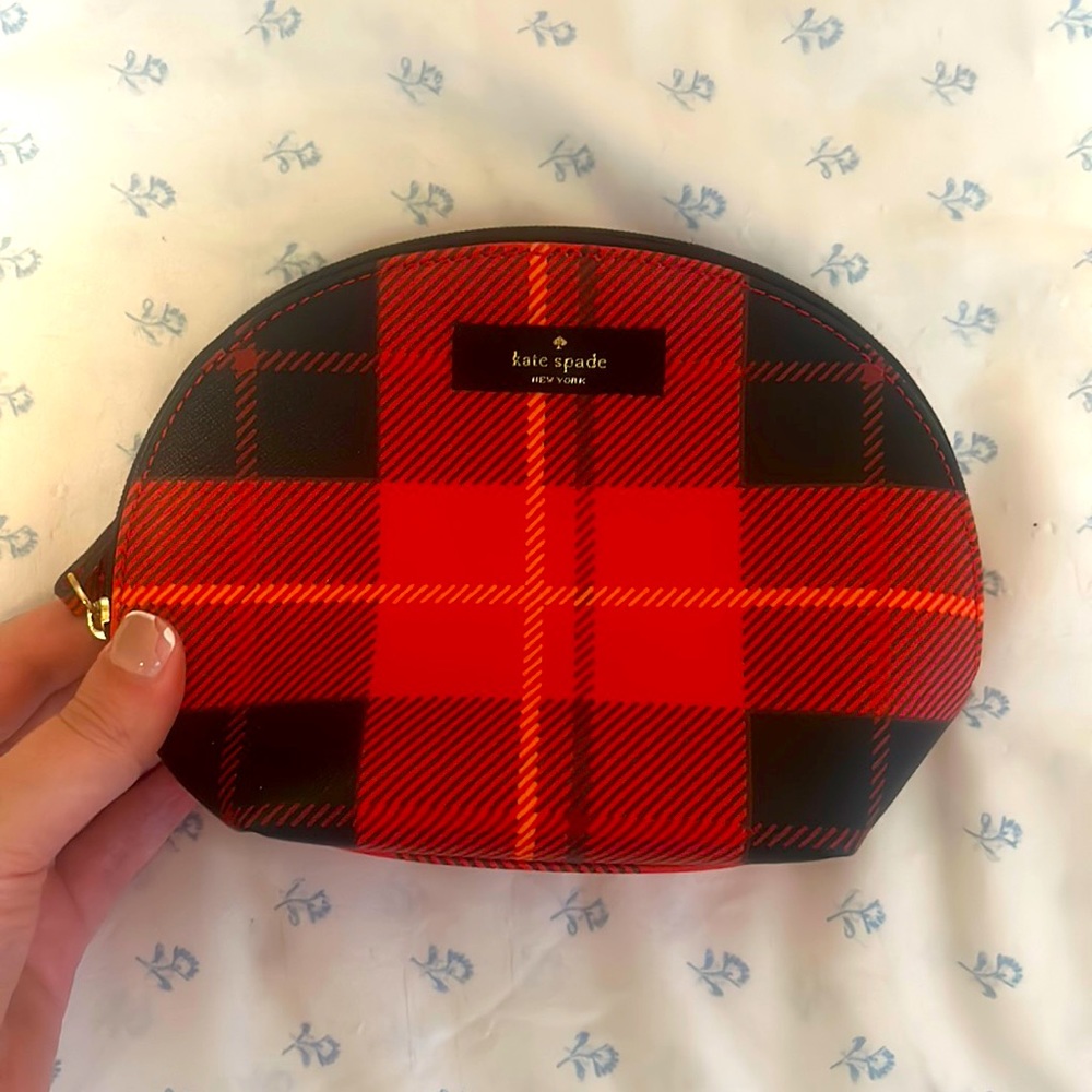 Kate spade red & black plaid makeup bag